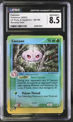Cascoon 26/109 Reverse Holo EX Ruby & Sapphire Pokemon CGC 8.5 Nm/mint+ - Image 1