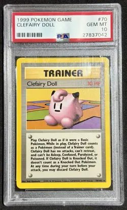 1999 Pokemon Game Clefairy Doll #70 GEM MT PSA 10 Trainer - Image 1