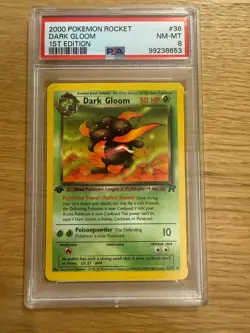PSA 8 Dark Gloom 36/82 First Edition 2000 Pokemon Team Rocket TCG NM-MT - Image 1