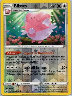 Pokemon Blissey SWSH08: Fusion Strike 203/264 Near Mint NM Reverse Holo - Image 1