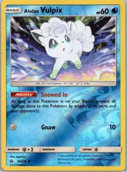 Pokemon Alolan Vulpix SM - Cosmic Eclipse 39/236 Near Mint NM Reverse Holo - Image 1