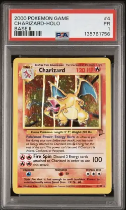 2000 Pokemon Charizard Holo Base Set 2 4/130 PSA 1 - Image 1