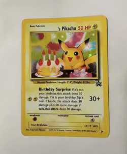 Pokemon TCG -___ 's Birthday Pikachu 24/53 Wotc Promo Holo LP - Image 2