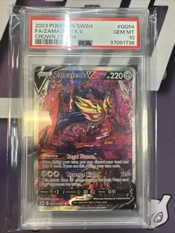 2023 POKEMON SWORD & SHIELD CROWN ZENITH #GG54 FULL ART/ZAMAZENTA V PSA 10 - Image 1