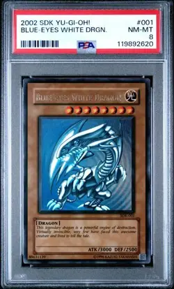2002 Yu-Gi-Oh Blue-Eyes White Dragon 001 PSA 8 - Image 1