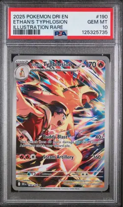 Ethan's Typhlosion #190 2025 Pokemon Dri En-Destined Rivals PSA 10 IR - Image 1