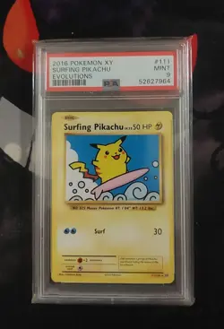 2016 Pokemon TCG XY Surfing Pikachu Evolutions #111/108 PSA MINT 9 - Image 1