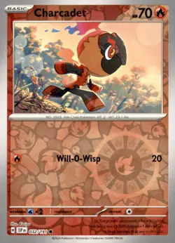 CHARCADET 032/191 COMMON SURGING SPARKS POKEMON REVERSE HOLO NEAR MINT - Image 1