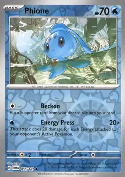 PHIONE 055/167 COMMON TWILIGHT MASQUERADE POKEMON REVERSE HOLO NEAR MINT - Image 1