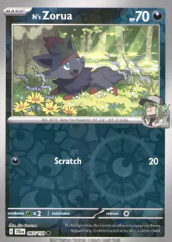 N'S ZORUA 097/159 COMMON JOURNEY TOGETHER POKEMON REVERSE HOLO NEAR MINT - Image 1