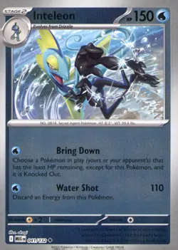 INTELEON 041/132 UNCOMMON MEGA EVOLUTION POKEMON REVERSE HOLO NEAR MINT - Image 1