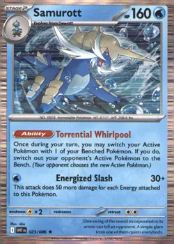 SAMUROTT 023/086 HOLO RARE WHITE FLARE POKEMON HOLO NEAR MINT - Image 1