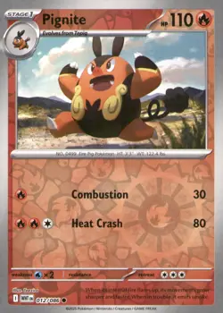 PIGNITE 012/086 COMMON WHITE FLARE POKEMON REVERSE HOLO NEAR MINT - Image 1