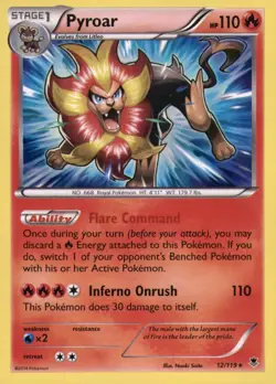 PYROAR 12/119 HOLO RARE PHANTOM FORCES POKEMON HOLO NEAR MINT - Image 1