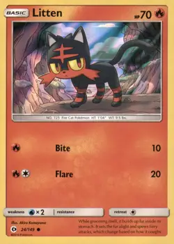 LITTEN 24/149 COMMON HOLO SM BASE SET POKEMON NEAR MINT - Image 1