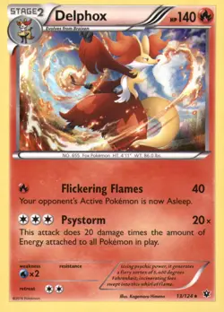 DELPHOX 13/124 HOLO RARE FATES COLLIDE POKEMON HOLO NEAR MINT - Image 1