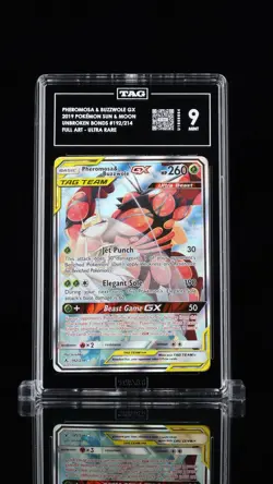 Pheromosa & Buzzwole GX 192/214 - Unbroken Bonds Pokemon TAG Mint 9 - Image 1