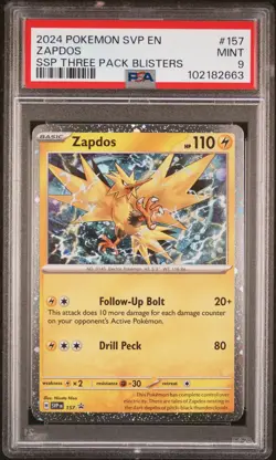 2024 POKEMON SVP EN-SV BLACK STAR PROMO #157 ZAPDOS PSA 9 - Image 1
