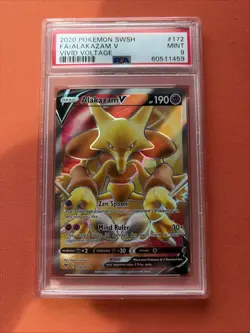 Pokemon TCG Alakazam V Full Art Vivid Voltage 172/185 PSA 9 Mint - Image 1