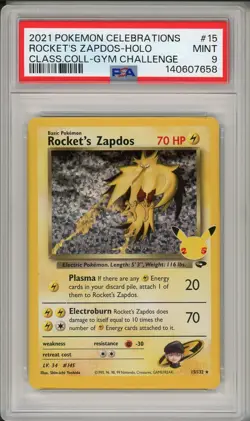 2021 Pokemon Celebrations Team Rocket's Zapdos Holo #15 PSA 9 - Image 1