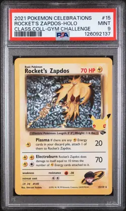 2021 POKEMON CELEBRATIONS CLASSIC COLLECTION #15 ROCKET'S ZAPDOS-HOLO PSA 9 - Image 1
