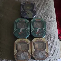 Pokemon TCG Triple Whammy Tins Complete Set Slaking, Darkai Tyranitar 5 Total - Image 1