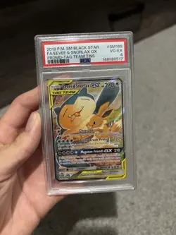 2019 Pokemon Eevee & Snorlax GX Promo SM169 Tag Team Tin PSA 4 Very Good EX-VG - Image 1