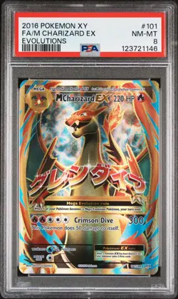 2016 POKEMON XY EVOLUTIONS #101 FULL ART/M CHARIZARD EX PSA 8 - Image 1