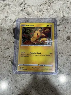 Pikachu SWSH153 (Holiday Calendar) Sword & Shield Snowflake Stamped Promo Card - Image 1