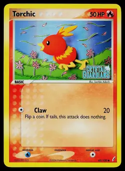 Pokemon Card - Torchic Crystal Guardians 65/100 Reverse Holo Common Stamped - Image 1