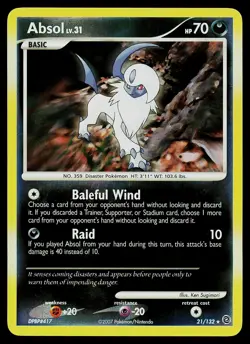 Pokemon Card - Absol Secret Wonders 21/132 Reverse Holo Rare - Image 1