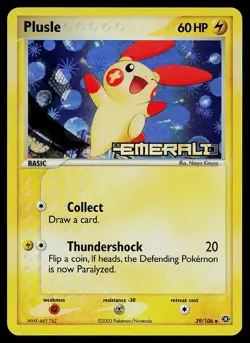 Pokemon Card - Plusle Emerald 39/106 Reverse Holo Uncommon Stamped - Image 1