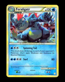 2010 Pokemon FERALIGATR HeartGold & SoulSilver CRACKED ICE HOLO Foil Card 20/123 - Image 1