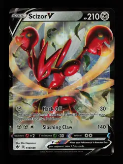Scizor V 118/189 Ultra Rare SWSH03: Darkness Ablaze Pokemon Card - Image 1
