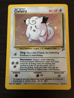 Pokemon TCG Clefairy Base Set 2 Holo Unlimited Rare Card 6/130, NM / Excellent - Image 1