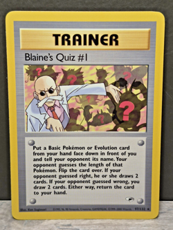 Pokemon Card Gym Heroes Blaine's Quiz #1 97/132 Rare WoTC Vintage Trainer - NM - Image 1