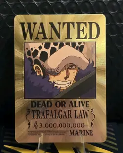 One Piece Trafalgar Law WANTED Gold Foil Fan Art Collector Card TCG - Image 1