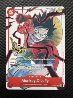 Monkey.D.Luffy 3rd Anniversary ST01-012 One Piece Promo - English - MP - Image 1