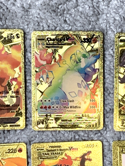 Set of 6 Charizard Gold Foil Fan Art Display Cards - Image 3