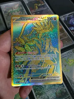 Pokemon TCG Paldean Fates Set: Koraidon ex 245/091 Gold Hyper Rare Card - NM - Image 3