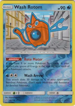 Pokemon - Wash Rotom - 40/156 - Rare - Reverse Holo - Sun and Moon Ultra Prism - - Image 1