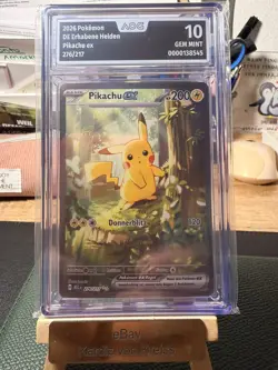 ✨ Pokemon Pikachu ex 276/217 – AOG GEM MINT 10 – Deutsch - Image 1
