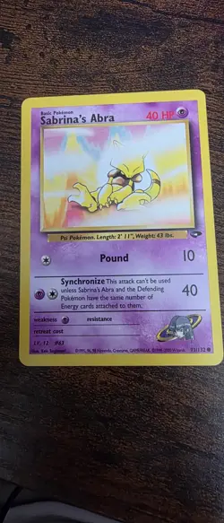 Sabrina's Abra 93/132 Common Gym Challenge Pokemon Lightly Played - Image 1