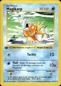 Pokemon Magikarp 35/102 Base Set Uncommon 1st Edition Moderately Played - Image 1