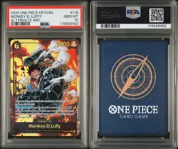 2025 ONE PIECE OP10-118 MONKEY D LUFFY ROYAL BLOOD ALT ART PARALLEL SEC PSA 10 - Image 3