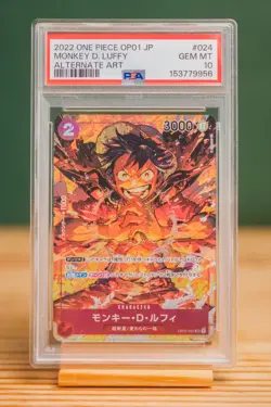 2022 ONE PIECE OP01 #024 JAPANESE MONKEY D LUFFY ALTERNATE ART PSA 10 GEM MT - Image 1