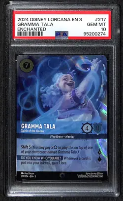Disney Lorcana Gramma Tala - Spirit of the Ocean Enchanted PSA 10 - Image 1
