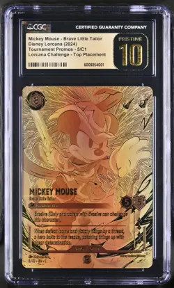 Disney Lorcana CGC Pristine 10 Gold Mickey Mouse Challenge Top 4 Promo 105/500 - Image 1