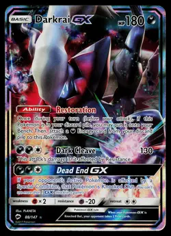 Pokemon Card - Darkrai GX Burning Shadows 88/147 Holo GX Rare - Image 1