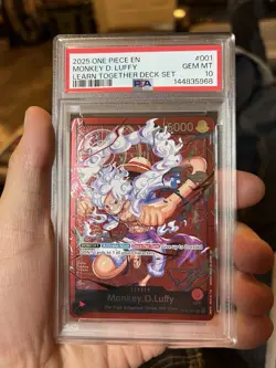 GEM MINT PSA 10 - Monkey D Luffy ST21-001 Learn Together One Piece Card English - Image 1